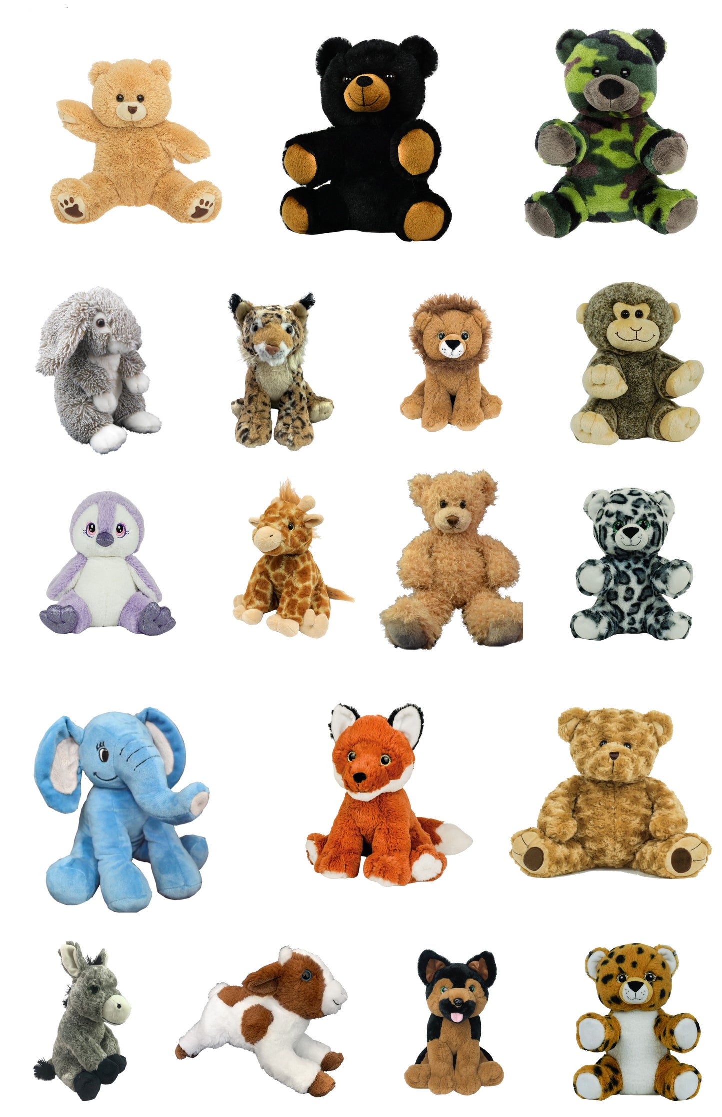 10 CUTE 8 INCH ASSORTED PLUSH UNSTUFFED ANIMAL KITS. MAKE YOUR OWN STUFFED ANIMAL PARTY