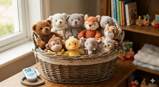 WHOLESALE LOT of 10 assorted 8" recordable animals/baby heartbeat animals each with a ten second recorder. - BeaRegards