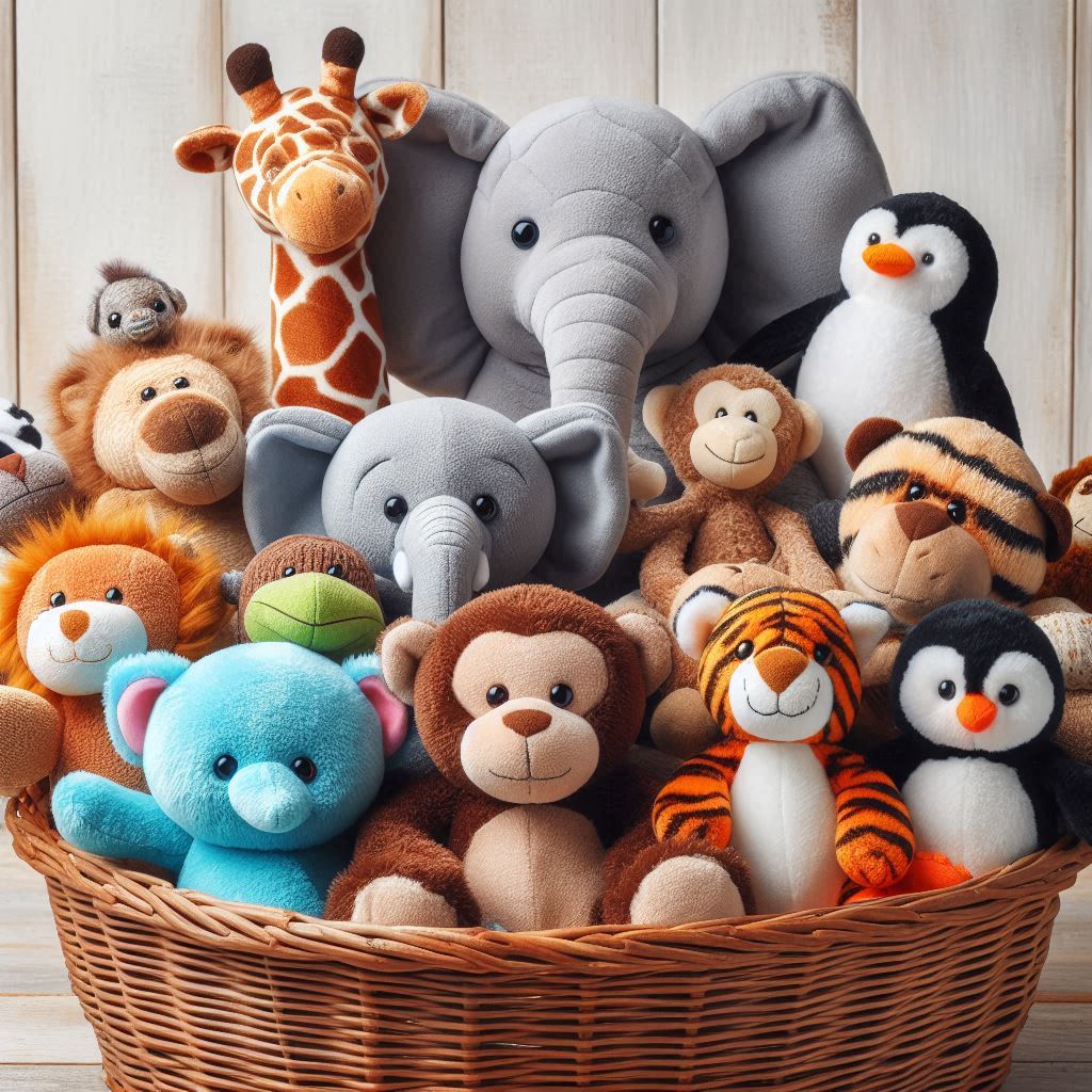 WHOLESALE LOT of 10 assorted 8" recordable animals/baby heartbeat animals each with a ten second recorder.