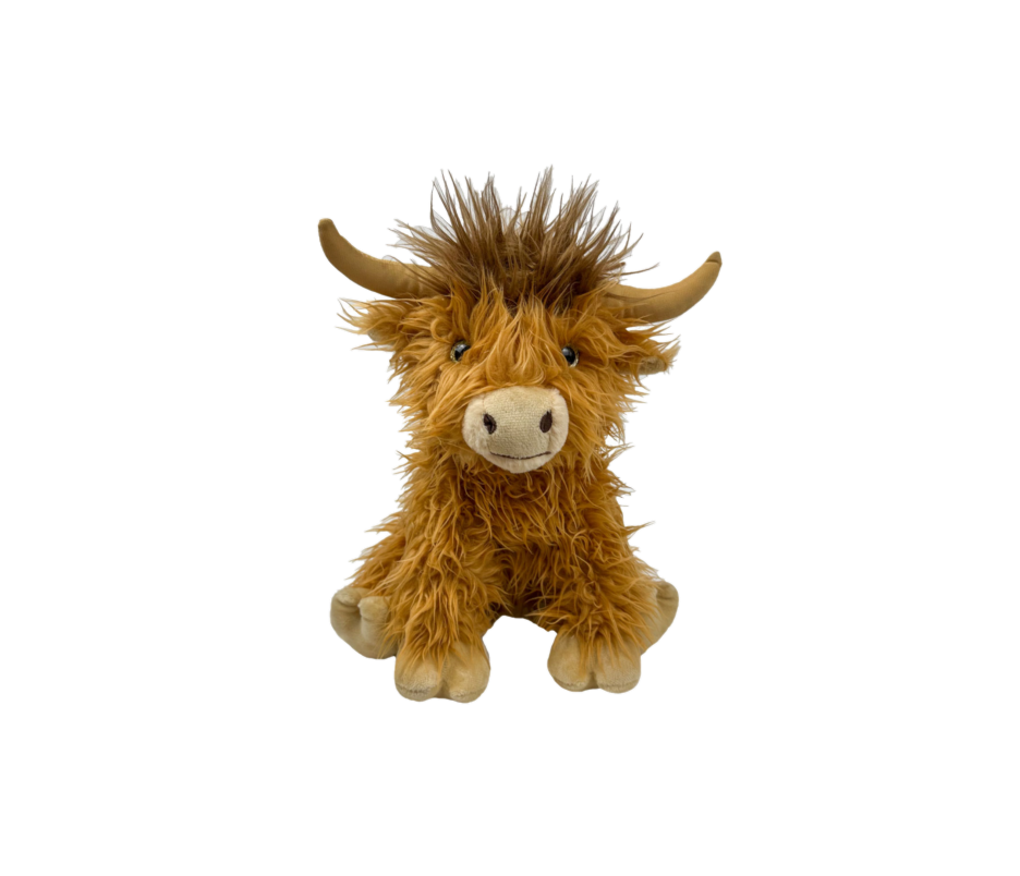 15-Inch-long hair Highland Coo Cow with 30 second digital voice recorder.