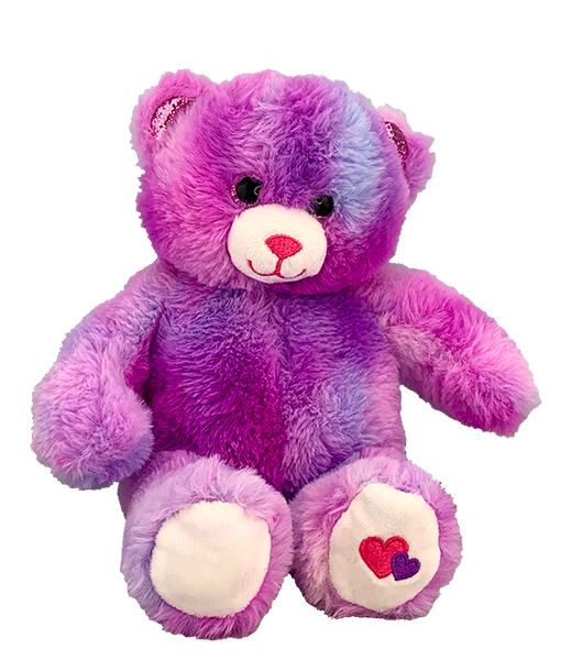 8 Inch Recordable mixed purple love bear with heart on foot