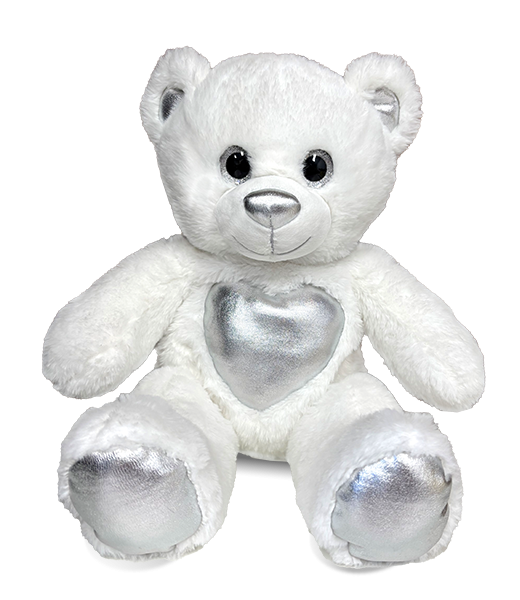 8” Recordable WHITE HEART plush angel soft Bear with 30 second recorder
