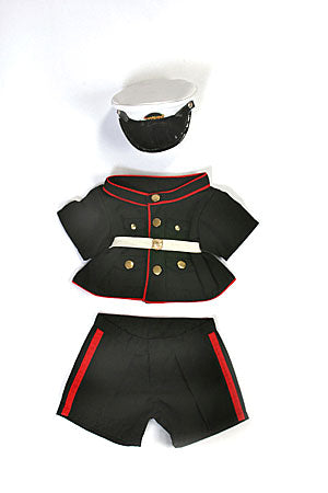 U.S. Marines teddy bear clothing uniform (Dark blue/red; fits 15-16" animal) - BeaRegards