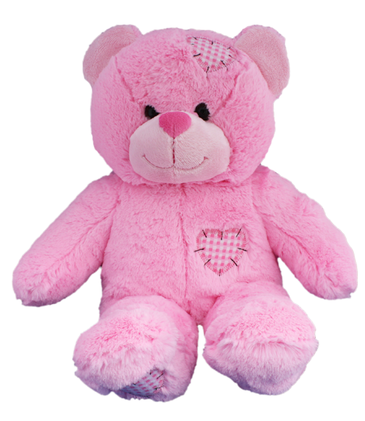 8 Inch Recordable PINK PATCH BEAR with 30 second digital recorder - BeaRegards